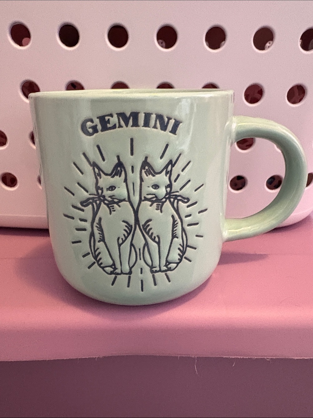 Gemini Ceramic Astrology Mug in Mint Green